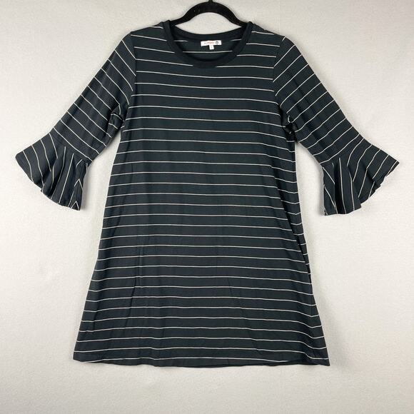 Sundry Striped Dress Womens 0 XS Black Flared 3/4 Sleeve Casual - Picture 1 of 15